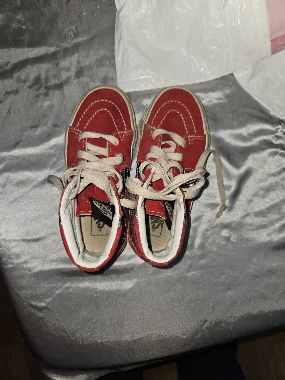 Vans Kids Red High-Top Sneakers with White Laces